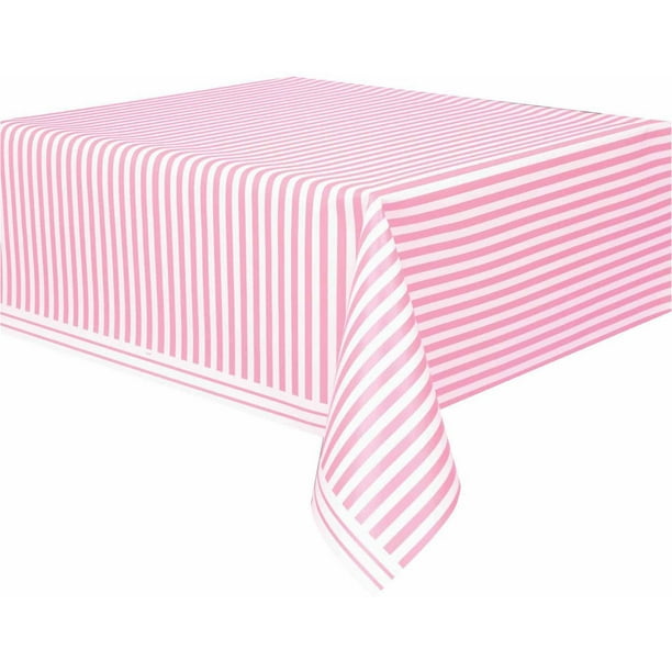 LOVELY PINK AND WHITE STRIPES PLASTIC TABLECOVER ~ Party Supplies Birthday Cloth
